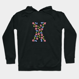 Floral Monogram Letter X - pink and blue Hoodie